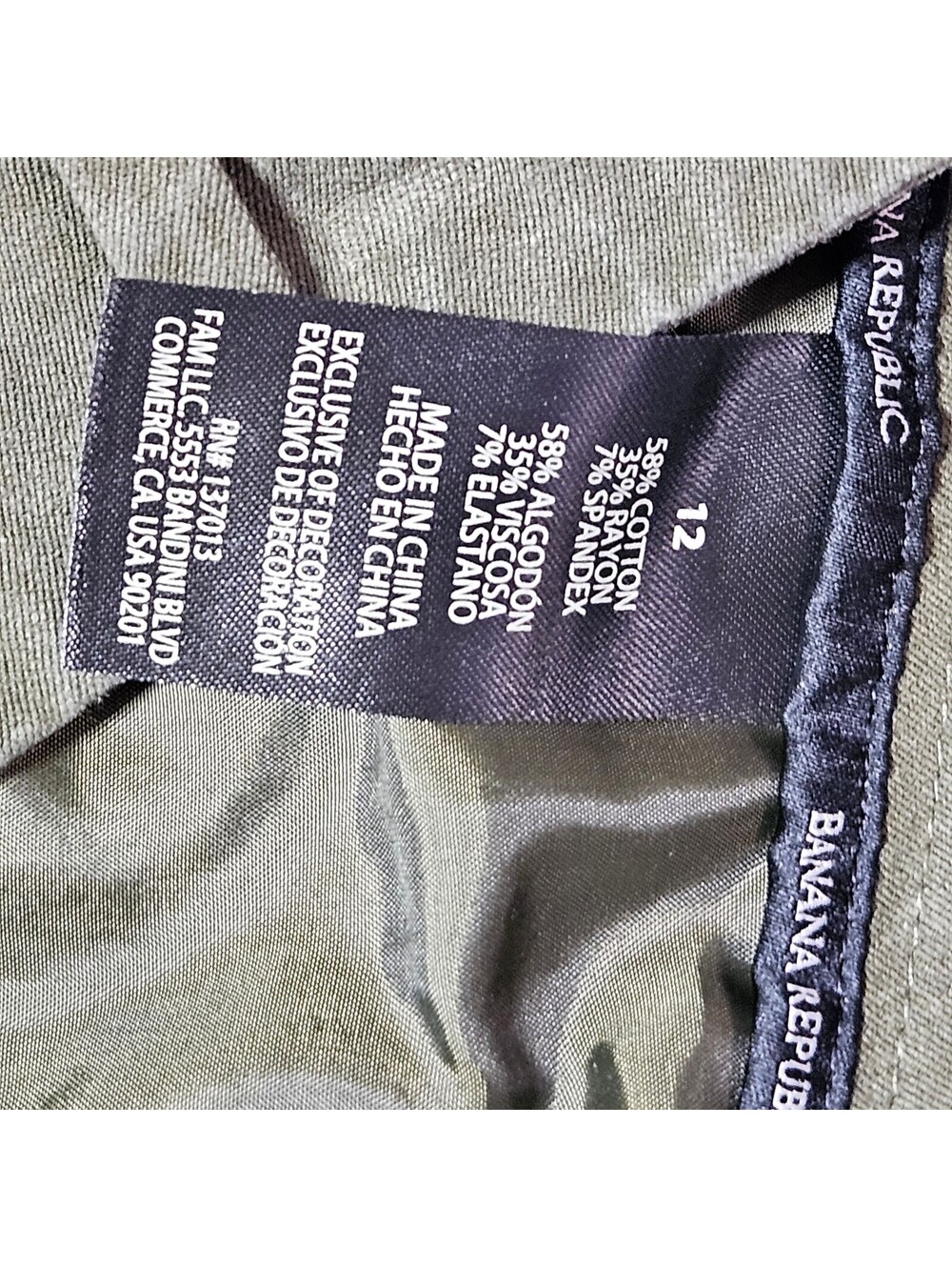Banana Republic Womens Size 12 Olive Green Pants Relaxed Fit Casual Straight Leg - Picture 4 of 8